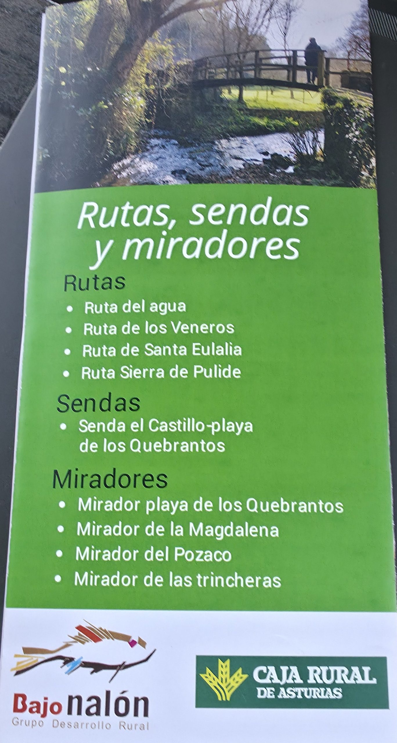 Folleto de rutas, sendas y miradores de Soto del Barco en el Bajo Nalón