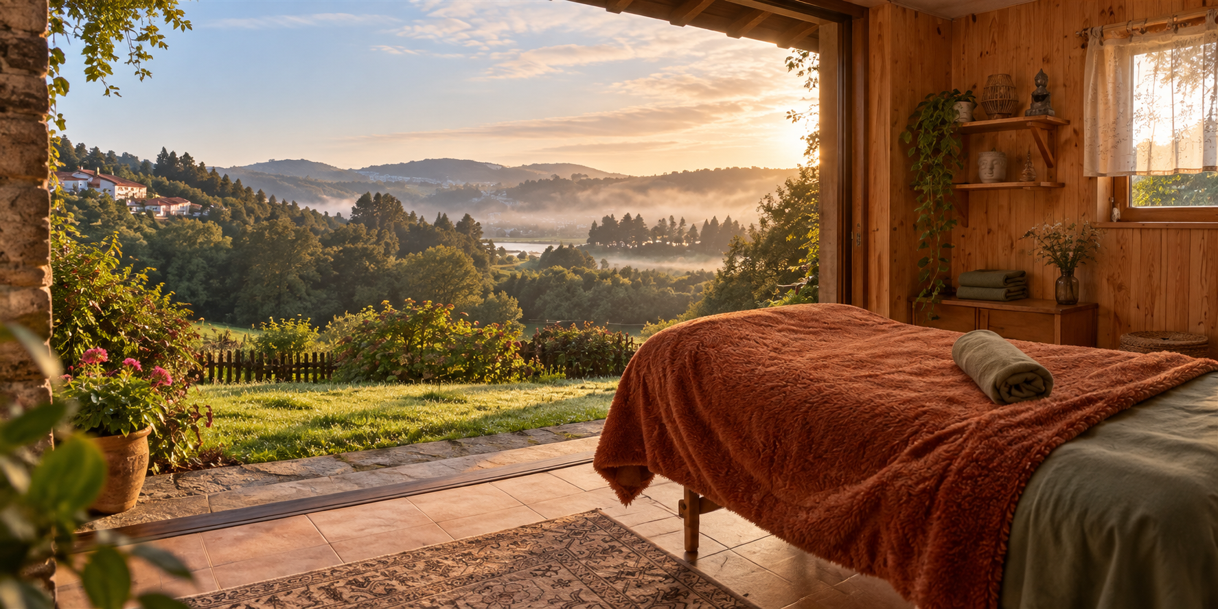 Sala de masaje abierta al paisaje asturiano